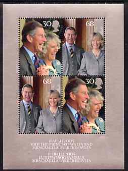 Great Britain 2005 Royal Wedding (Charles & Camilla) perf m/sheet containing 2 sets of 2 values unmounted mint, stamps on royalty, stamps on charles, stamps on camilla