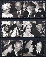 Great Britain 2007 Diamond Wedding Anniversary perf set of 6 (3 se-tenant pairs) unmounted mint SG 2780-85, stamps on royalty