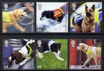 Great Britain 2008 Working Dogs perf set of 6 unmounted mint SG 2806-11, stamps on dogs, stamps on blind, stamps on drugs, stamps on  gsd , stamps on 
