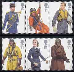 Great Britain 2008 Military Uniforms - RAF perf set of 6 (2 se-tenant strips of 3) unmounted mint SG 2862-67, stamps on militaria, stamps on unifirms, stamps on  raf , stamps on 