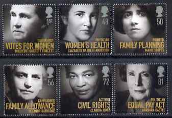 Great Britain 2008 Women of Distinction perf set of 6 unmounted mint SG 2870-75, stamps on personalities, stamps on women, stamps on racism, stamps on human rights, stamps on medical