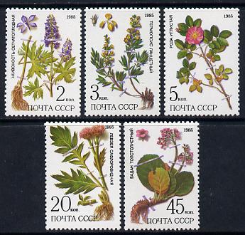 Russia 1985 Plants of Siberia set of 5 unmounted mint, SG 5577-81, Mi 5528-32*, stamps on flowers, stamps on roses