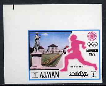 Ajman 1971 800 metres 1dh from Munich Olympics imperf set of 20, Mi 726B unmounted mint, stamps on running