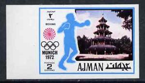 Ajman 1971 Boxing 2dh from Munich Olympics imperf set of 20, Mi 727B unmounted mint, stamps on boxing, stamps on sport
