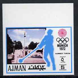 Ajman 1971 Hammer 5dh from Munich Olympics imperf set of 20, Mi 730B unmounted mint, stamps on hammer