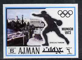 Ajman 1971 Discus 6dh from Munich Olympics imperf set of 20, Mi 731B unmounted mint, stamps on , stamps on  stamps on discus