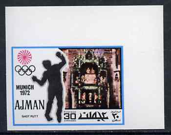 Ajman 1971 Shot Putt 30dh from Munich Olympics imperf set of 20, Mi 738B unmounted mint, stamps on shot