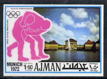 Ajman 1971 Wrestling 1R50 from Munich Olympics imperf set of 20 unmounted mint, Mi 743B, stamps on wrestling
