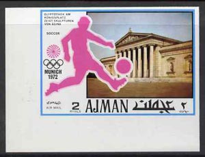 Ajman 1971 Football 2R from Munich Olympics imperf set of 20 unmounted mint, Mi 744B, stamps on football, stamps on sport
