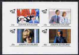 Staffa 1982 Princess Di's 21st Birthday imperf sheetlet containing complete set of 4 values (13p to 45p) unmounted mint , stamps on royalty, stamps on diana, stamps on charles, stamps on 
