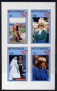 Iso - Sweden 1982 Princess Di's 21st Birthday imperf sheetlet containing complete set of 4 values (50 to 500) unmounted mint, stamps on royalty, stamps on diana, stamps on charles, stamps on , stamps on  iso , stamps on 