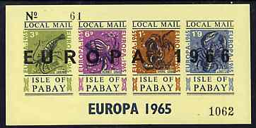 Pabay 1965 Europa (Crustaceans) m/sheet opt'd 1966 (in black) gum slightly disturbed, stamps on europa      marine-life     shells