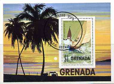 Grenada 1975 Pan American Games m/sheet (Yachting) cto used, SG MS 774, stamps on sport     yachting     sailing