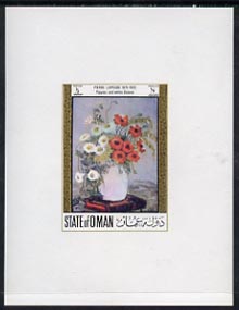 Oman 1972 Paintings of Flowers 1/2b (Poppies & White Daisies by Pierre Laprade) imperf deluxe sheet on gummed paper unmounted mint, stamps on arts, stamps on flowers