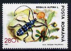 Rumania 1993 Long Horn Beetle from Protected Animals set of 6 unmounted mint, SG 5532, Mi 4900*, stamps on insects