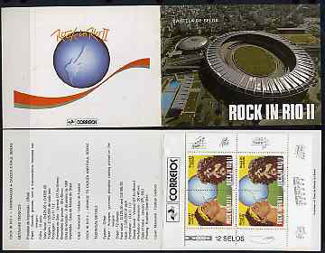 Brazil 1991 'Rock in Rio' booklet containing pane of six se-tenant pairs SG 2463-64, stamps on music, stamps on pops