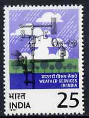 India 1975 Centenary of Indian Meteorological Dept unmounted mint, SG 795*, stamps on weather     meteorology