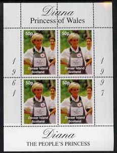 Davaar Island 1997 Diana, The People's Princess perf sheetlet containing 4 x 50p values (Wearing Red Cross Bullet-proof Vest) unmounted mint, stamps on royalty     diana       red cross