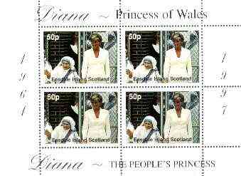 Easdale 1997 Diana, The People's Princess perf sheetlet containing 4 x 50p values (Diana with Mother Teresa) unmounted mint, stamps on royalty, stamps on diana, stamps on personalities, stamps on nobel, stamps on teresa