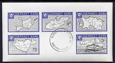 Guernsey - Sark 1964 Maps imperf m/sheet containing the set of 5 with Commodore cancellation, stamps on maps, stamps on ships   