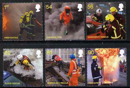 Great Britain 2009 Fire Service perf set of 6 unmounted mint, stamps on fire, stamps on rescue, stamps on dogs