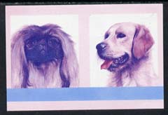 St Vincent - Bequia 1985 Dogs (Leaders of the World) $2 (Pekinese & Golden Retriever) imperf se-tenant proof pair in magenta & blue only unmounted mint, stamps on dogs       pekingese    retriever      animals    