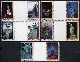 St Vincent 1986 Statue of Liberty Centenary set of 10 in se-tenant gutter pairs (folded through gutters) from uncut archive proof sheets unmounted mint SG 1034-43, stamps on monuments, stamps on statues, stamps on americana, stamps on civil engineering, stamps on 