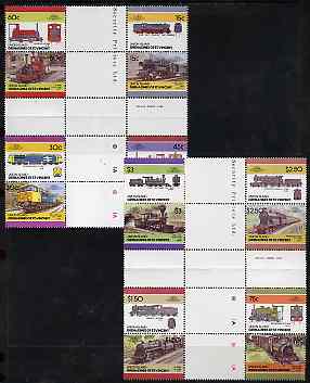 St Vincent - Union Island 1986 Locomotives #4 (Leaders of the World) set of 16 in se-tenant cross-gutter block (folded through gutters) from uncut archive proof sheet, some split perfs & wrinkles but a rare archive item unmounted mint, stamps on railways
