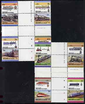 St Vincent - Union Island 1986 Locomotives #5 (Leaders of the World) set of 16 in se-tenant cross-gutter block (folded through gutters) from uncut archive proof sheet, some split perfs & wrinkles but a rare archive item unmounted mint, stamps on railways