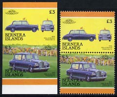 Bernera 1987 Cars - The Queens Rolls Royce Phantom VI  imperf se-tenant pair plus issued perf pair, unmounted mint, stamps on cars    rolls royce    royalty