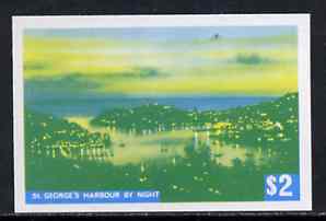 Grenada 1975 St Georges Harbour $2 imperf progressive colour proof printed in blue & yellow only (as SG 665) unmounted mint, stamps on tourism    harbours