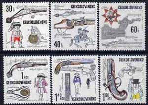 Czechoslovakia 1969 Early Pistols set of 6 unmounted mint, SG 1805-10, Mi 1854-59, stamps on militaria     pistols, stamps on firearms