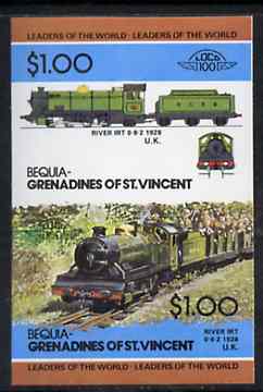 St Vincent - Bequia 1984 Locomotives #2 (Leaders of the World) $1.00 (0-8-2 River Irt) imperf se-tenant pair unmounted mint*, stamps on , stamps on  stamps on railways