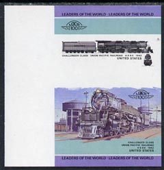 St Vincent - Bequia 1984 Locomotives #1 (Leaders of the World) 1c (Challenger Class) imperf se-tenant progressive proof pair with Country name and value omitted unmounted mint, stamps on railways, stamps on big locos