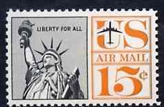 United States 1959 Statue of Liberty 15c (2 central vert lines) unmounted mint SG A1140*, stamps on monuments     civil engineering    americana