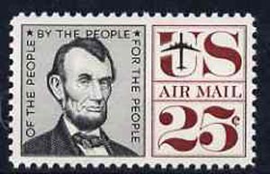 United States 1959 Abraham Lincoln 25c unmounted mint, SG A1141*, stamps on personalities      constitutions    lincoln         usa-presidents