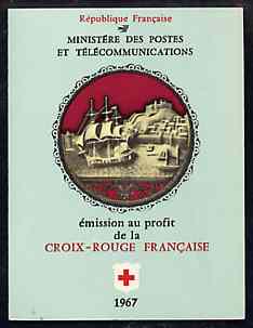 France 1967 Red Cross (Museum Ivories) 3f Booklet complete and very fine, SG XSB17, stamps on red cross       music     museums