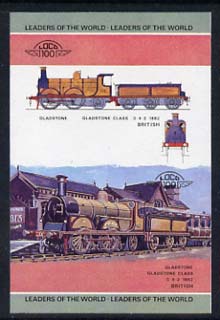 St Vincent - Bequia 1984 Locomotives #1 (Leaders of the World) 10c (Gladstone Class) imperf se-tenant progressive proof pair with Country name and value omitted unmounted..., stamps on railways