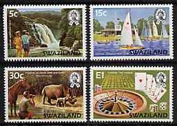 Swaziland 1981 Tourism set of 4 unmounted mint, SG 372-75*, stamps on tourism, stamps on gambling, stamps on casino, stamps on games, stamps on playing cards, stamps on waterfalls, stamps on photography, stamps on sailing