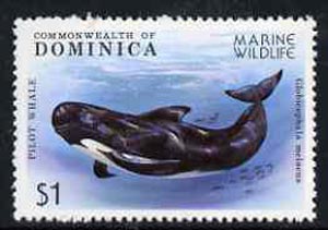 Dominica 1979 Pilot Whale $1 from Marine Wildlife set unmounted mint, SG 664*, stamps on animals, stamps on whales