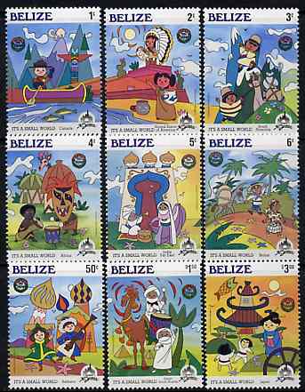 Belize 1985 Christmas (30th Anniversary of Disneyland) set of 9, SG 866-74 *, stamps on christmas    disney    cultures     donkeys