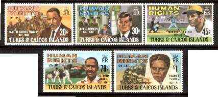 Turks & Caicos Islands 1980 Human Rights Personalities set of 5 unmounted mint, SG 624-28*, stamps on human-rights, stamps on personalities, stamps on railways, stamps on cricket, stamps on baseball, stamps on kennedy, stamps on 