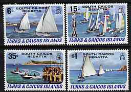 Turks & Caicos Islands 1981 South Caicos Regatta set of 4 unmounted mint, SG 630-33 (blocks & gutter pairs pro rata), stamps on sailing     yachting