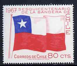 Chile 1967 National Flag 80c unmounted mint, SG 588*, stamps on flags
