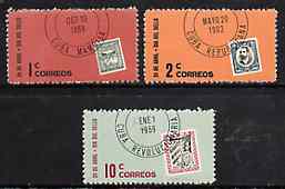 Cuba 1961 Stamp Day set of 3 unmounted mint, SG 985-87, stamps on stamp on stamp, stamps on stamponstamp