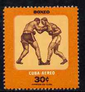 Cuba 1957 Boxing 30c from Youth Recreation set unmounted mint, SG 819*, stamps on boxing, stamps on sport