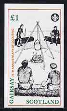 Gairsay 1982 75th Anniversary of Scouting imperf souvenir sheet (Campfire Â£1 value) unmounted mint, stamps on scouts