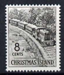 Christmas Island 1963 Phosphate Train 8c from definitive set unmounted mint, SG 15, stamps on mining, stamps on railways, stamps on minerals