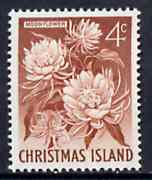 Christmas Island 1963 Moonflower 4c from definitive set, SG 12 unmounted mint*, stamps on flowers