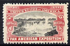 Cinderella - United States 1901 Pan American Exposition perforated label showing Niagara Falls in red & black*, stamps on waterfalls    cinderella